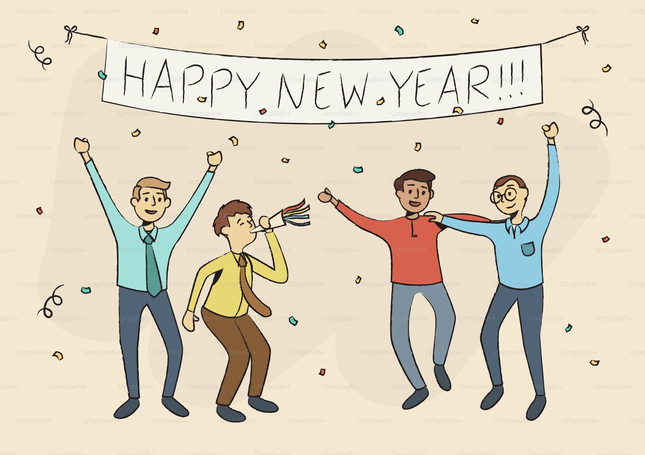 Un groupe de personnes tenant une banderole disant bonne année