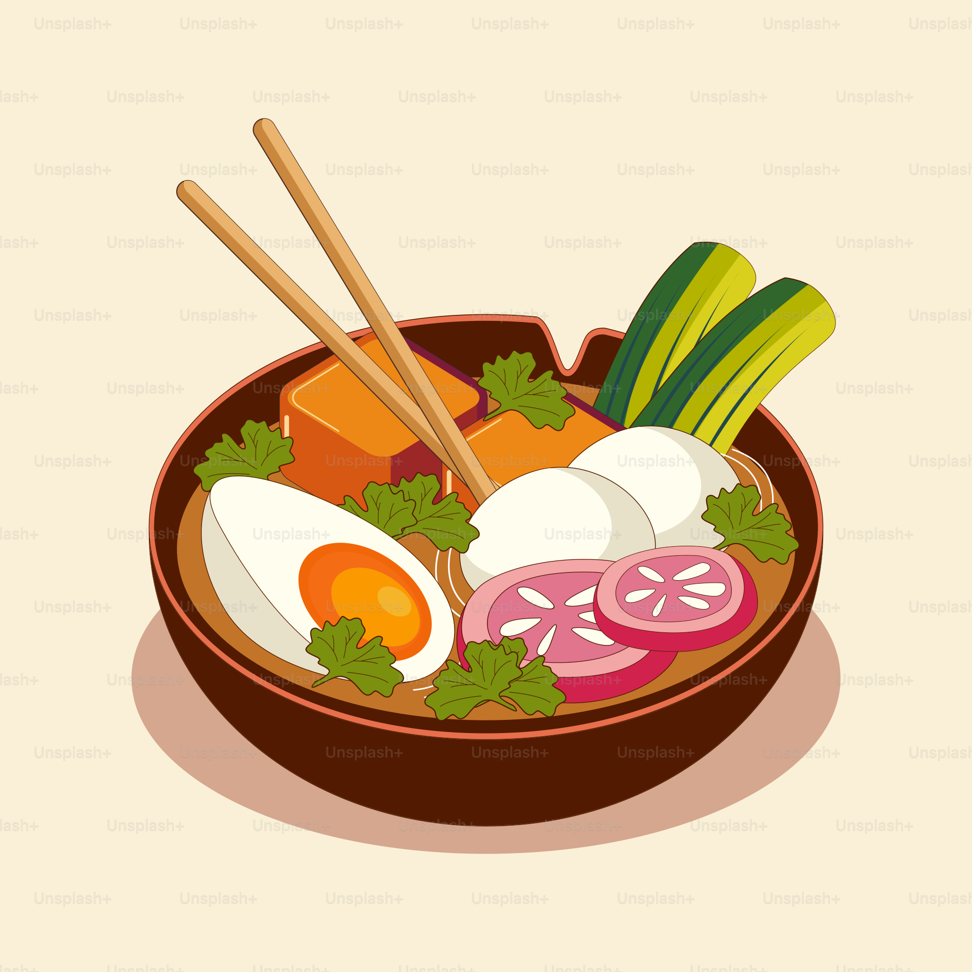 A bowl of food with chopsticks and vegetables