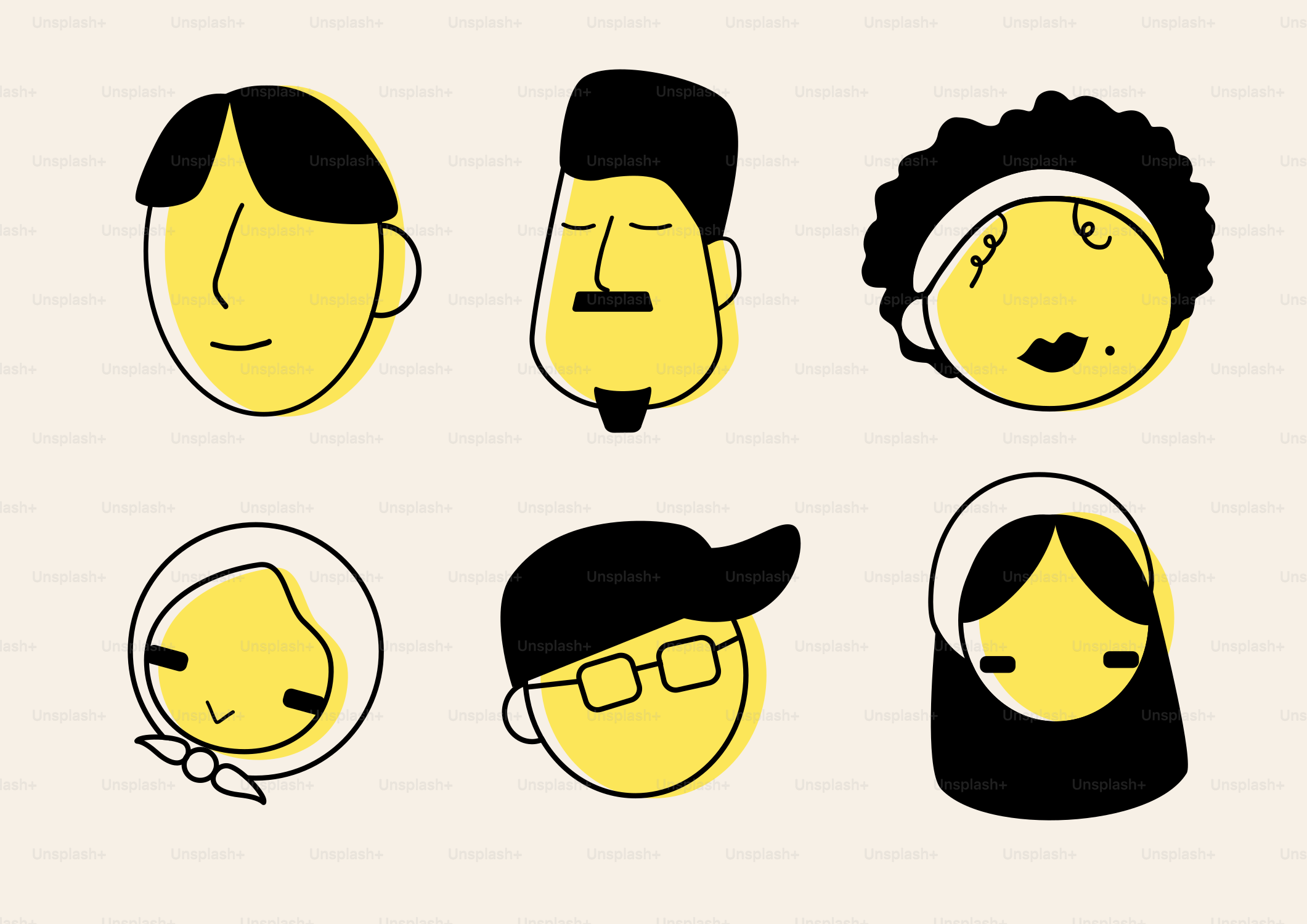 A group of people with different facial expressions