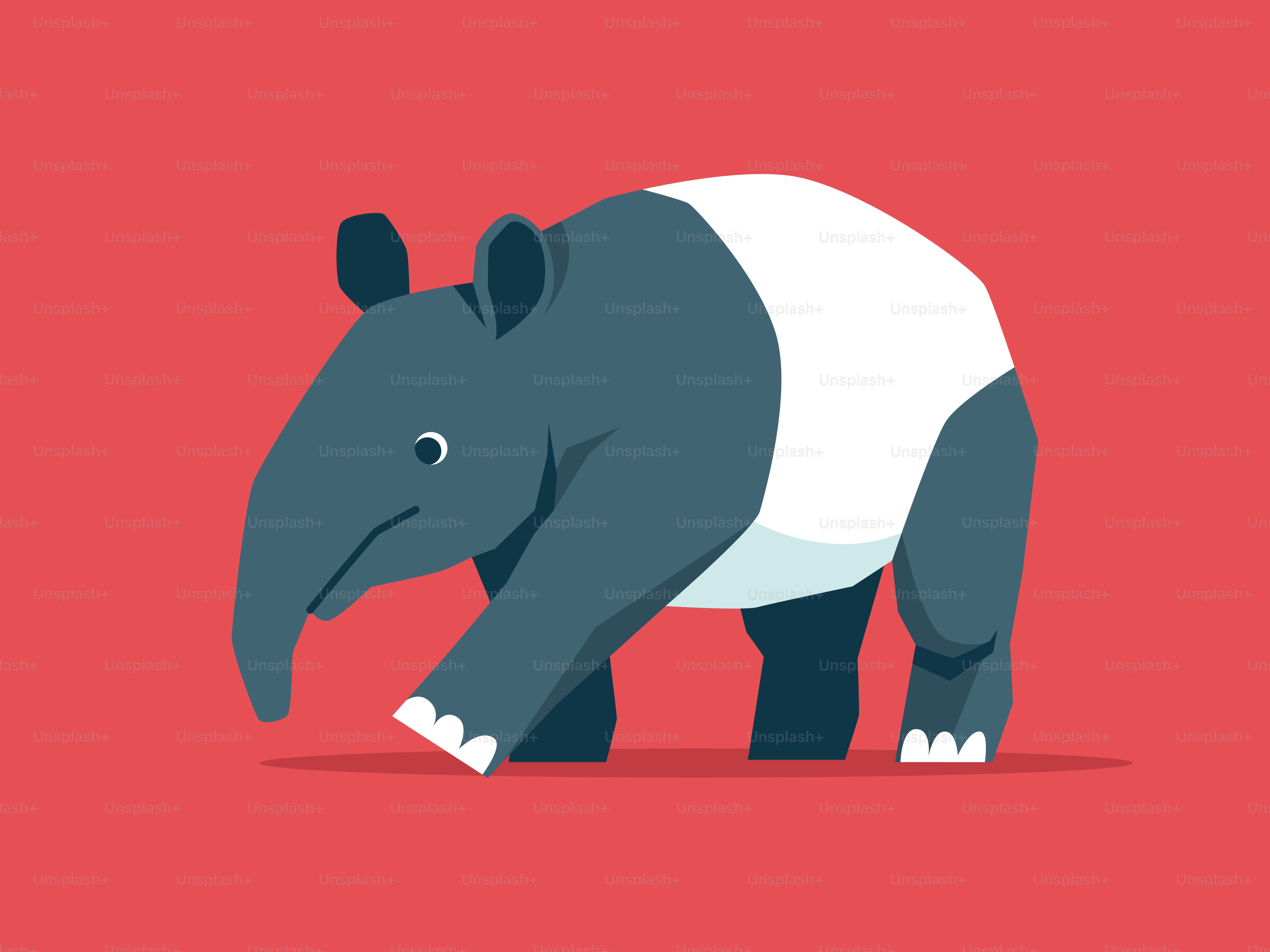 A cartoon of a rhinoceros on a red background