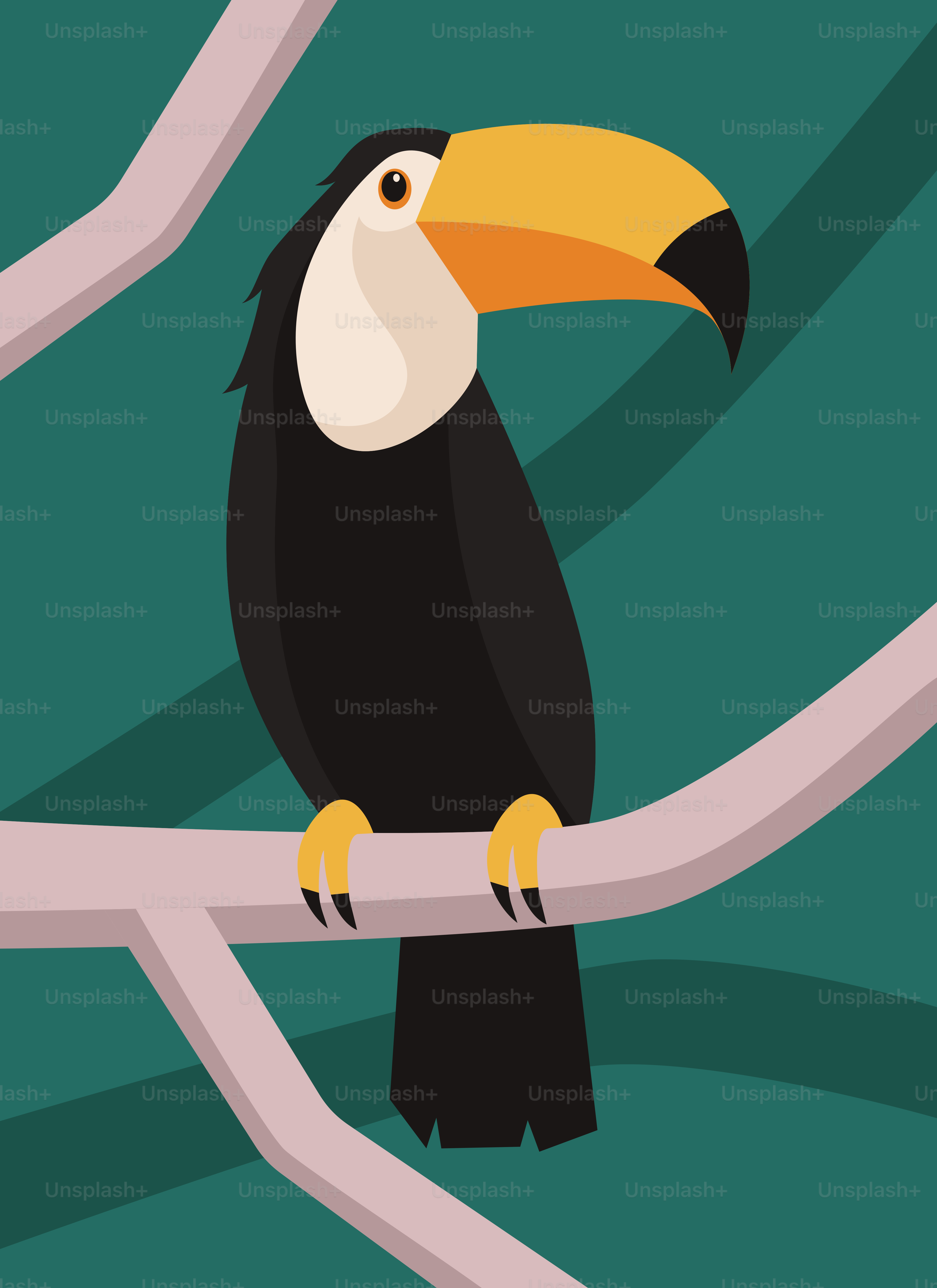 Un toucan assis sur une branche d’arbre