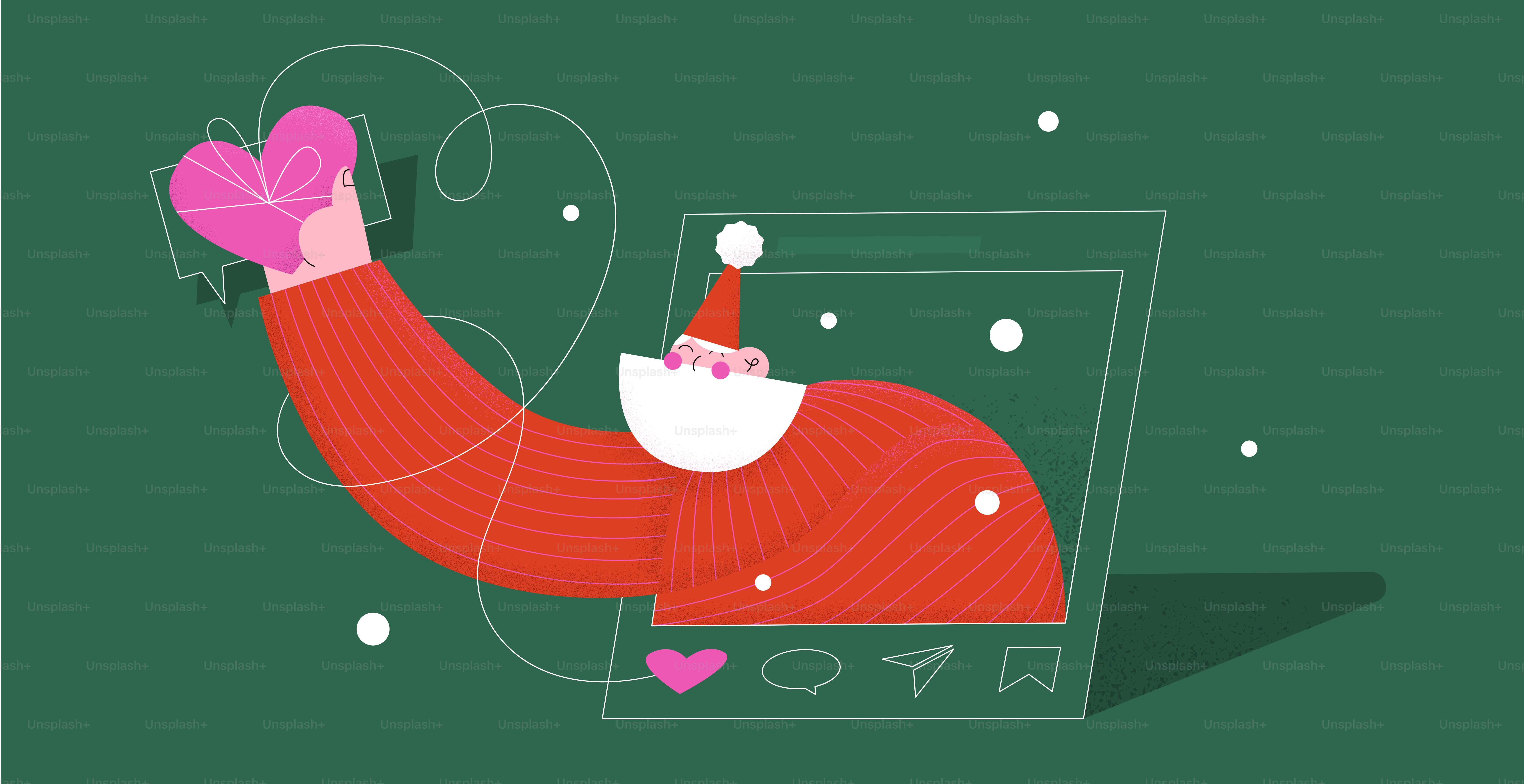 A santa clause holding a present in his hand