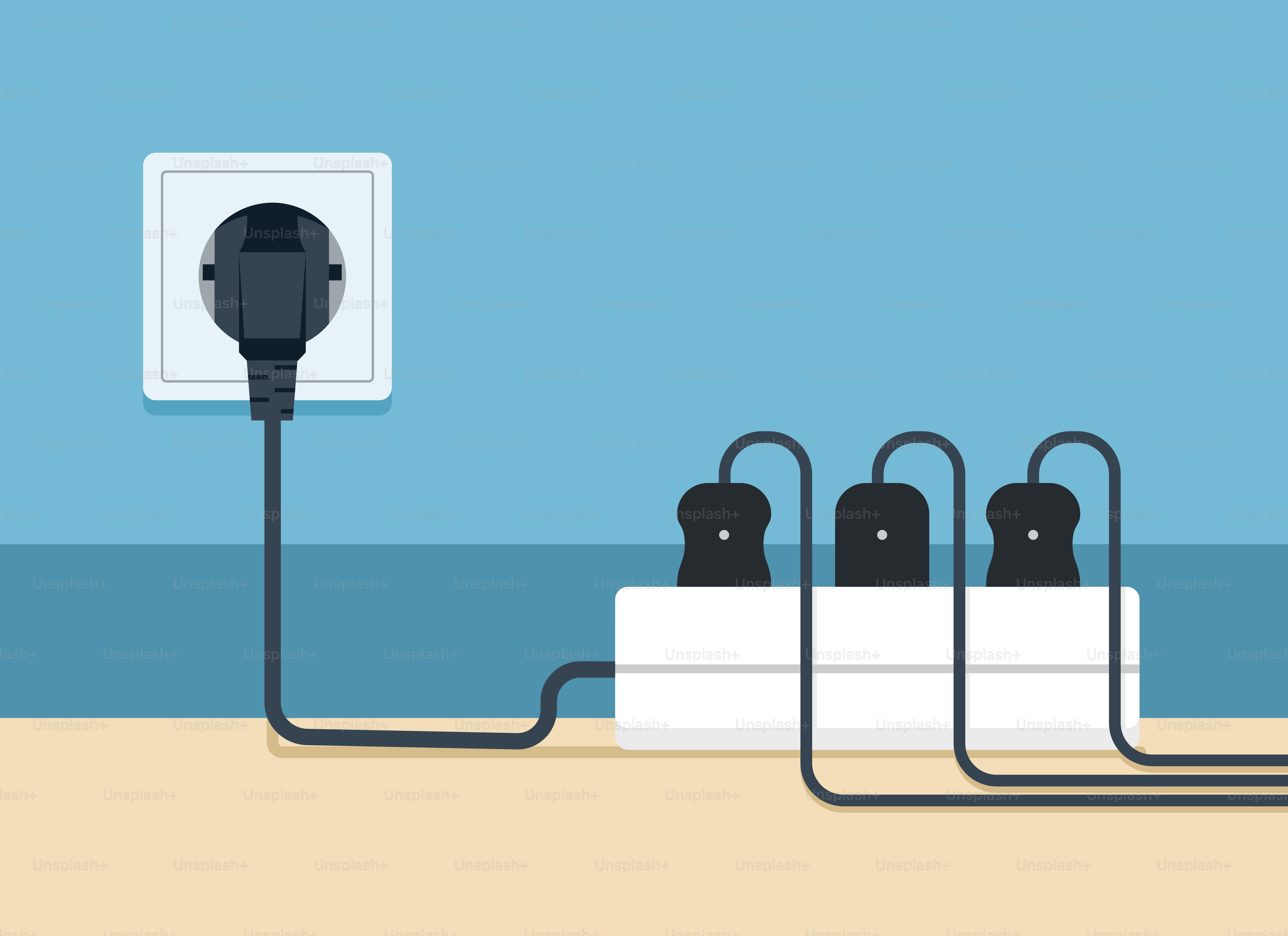 A couple of plugs are plugged into a wall