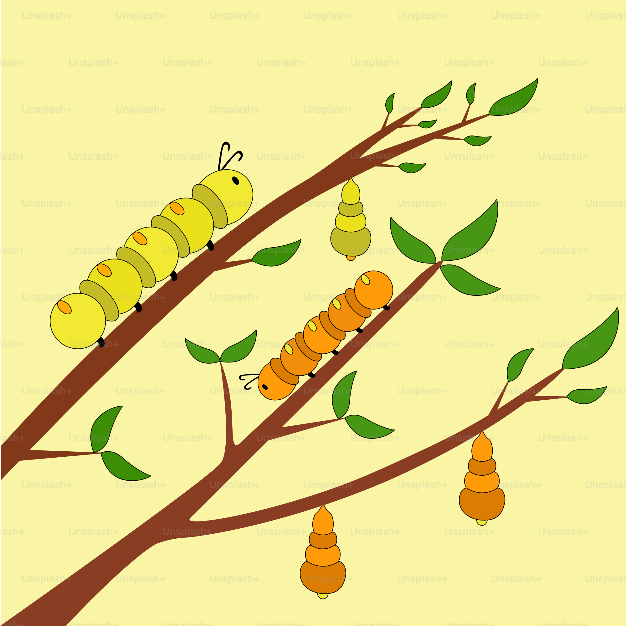 A picture of a caterpillar on a tree branch