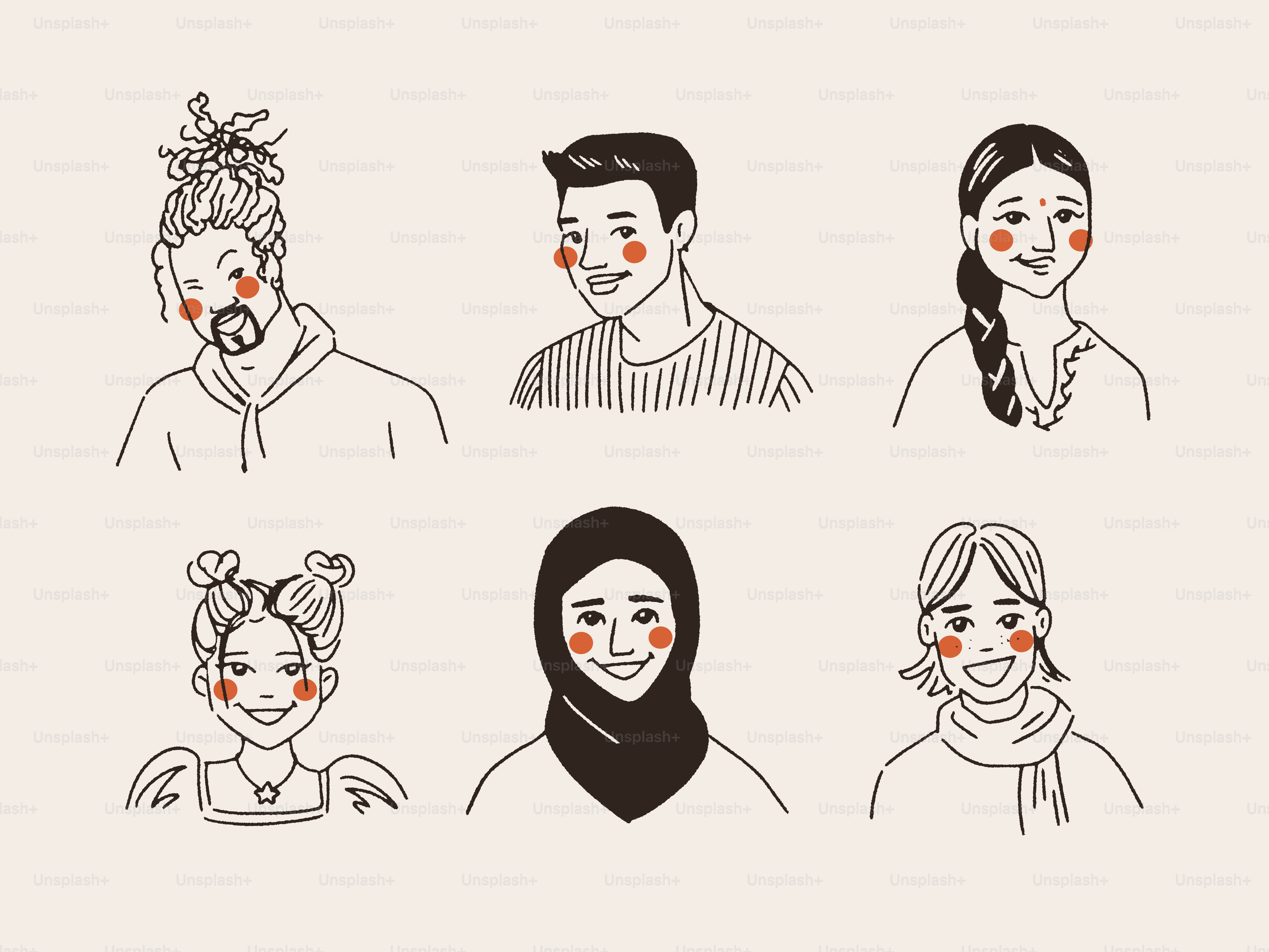 Un grupo de personas con diferentes expresiones faciales