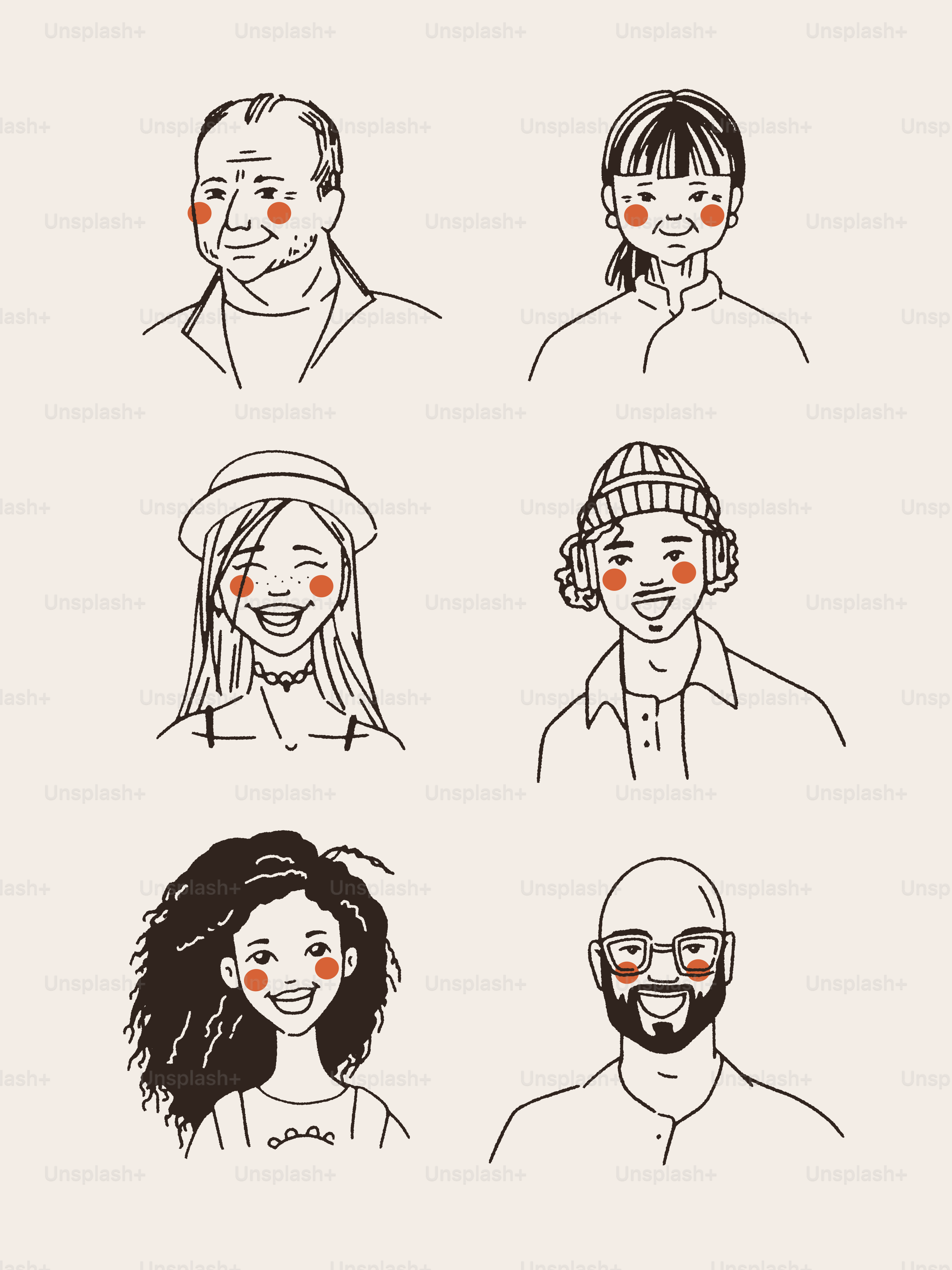 Un grupo de personas con diferentes expresiones faciales