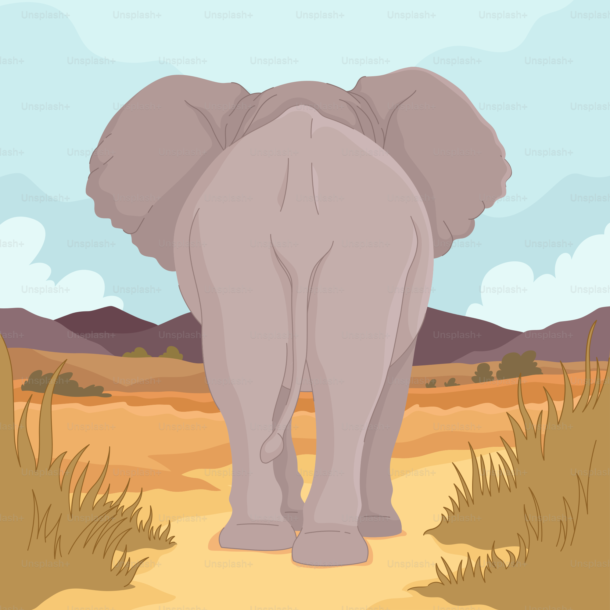 An elephant standing in the middle of a desert