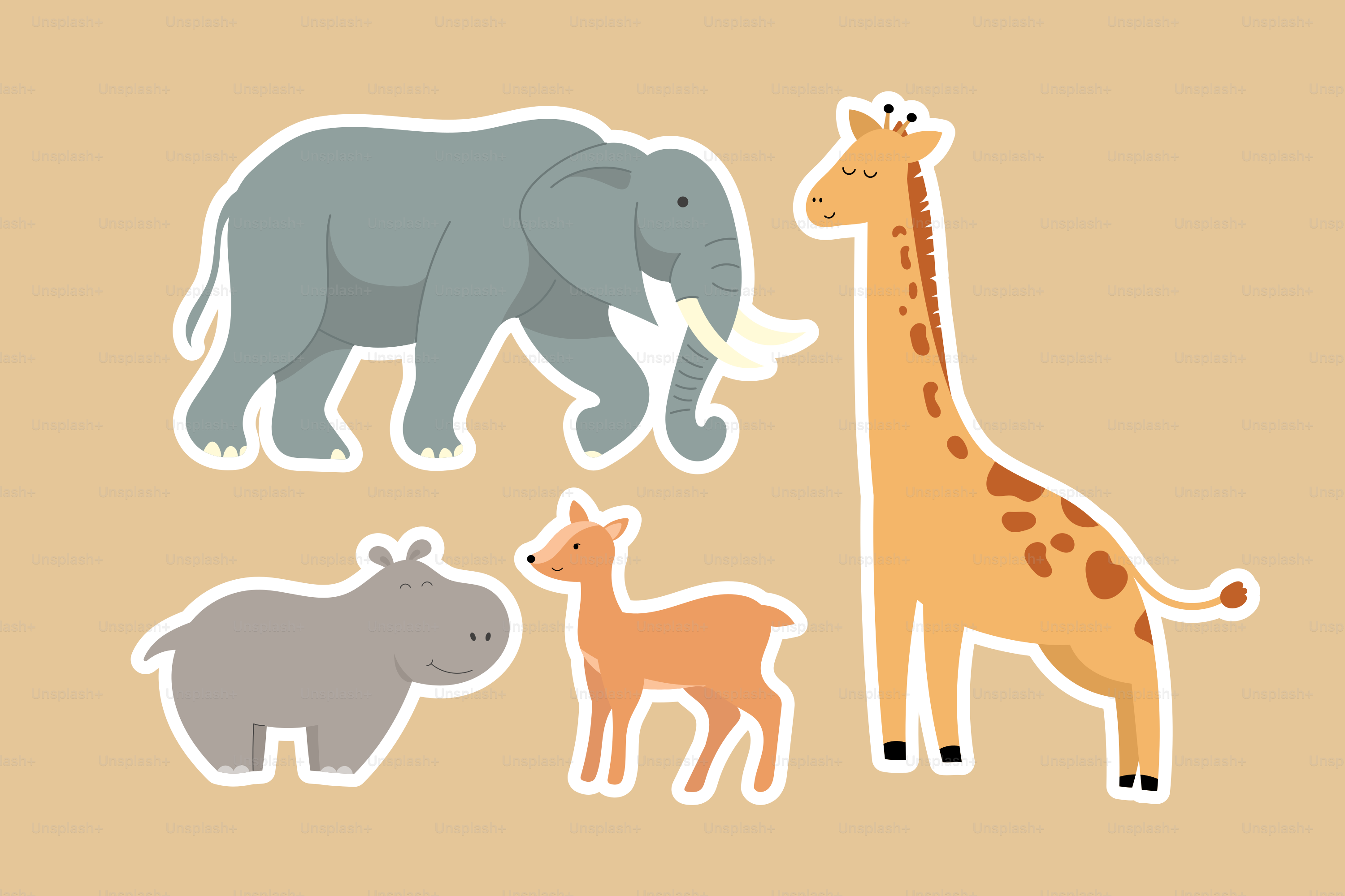 Une image d’une girafe, d’un éléphant et d’un rhinocéros