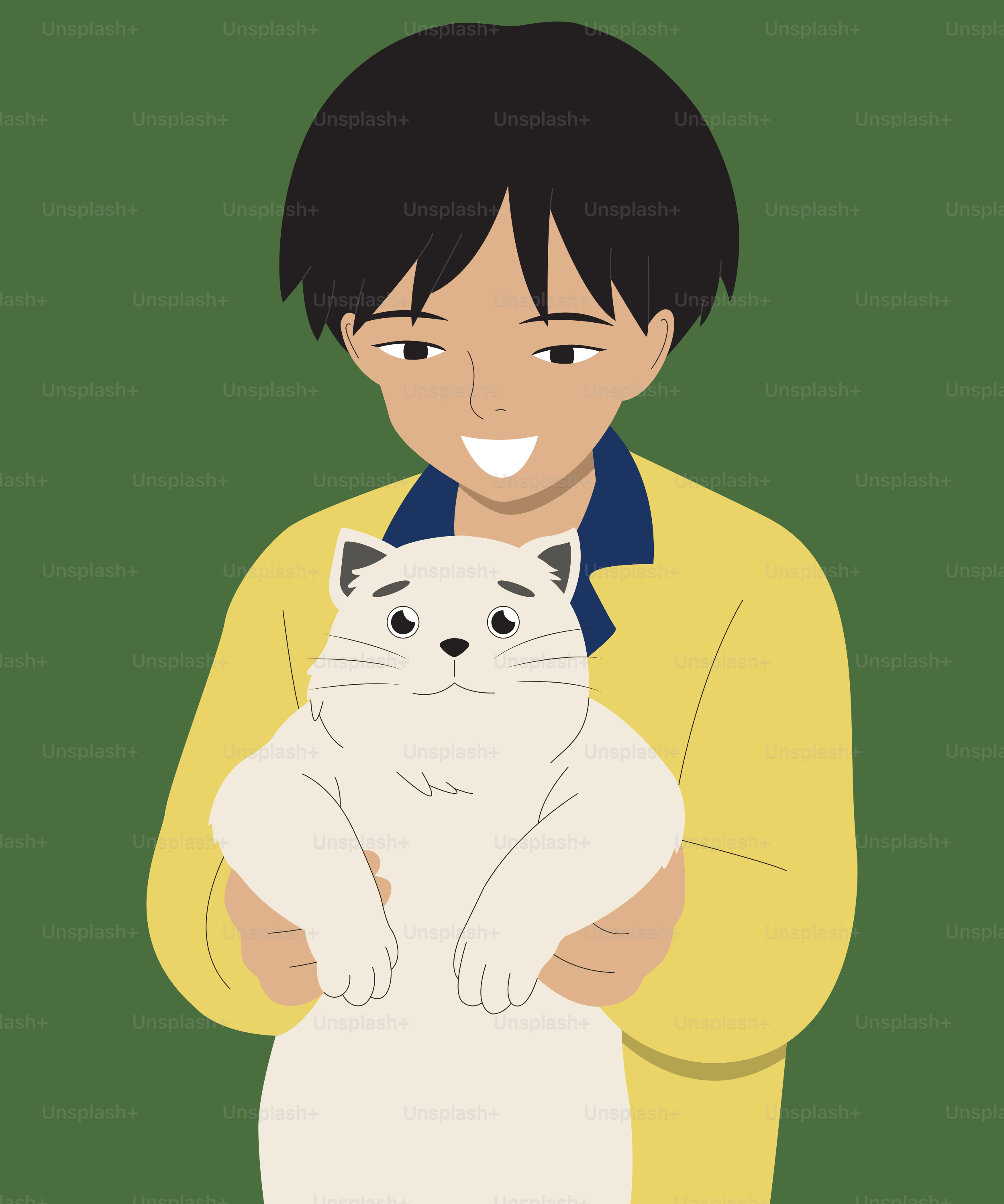 A man holding a white cat in his arms
