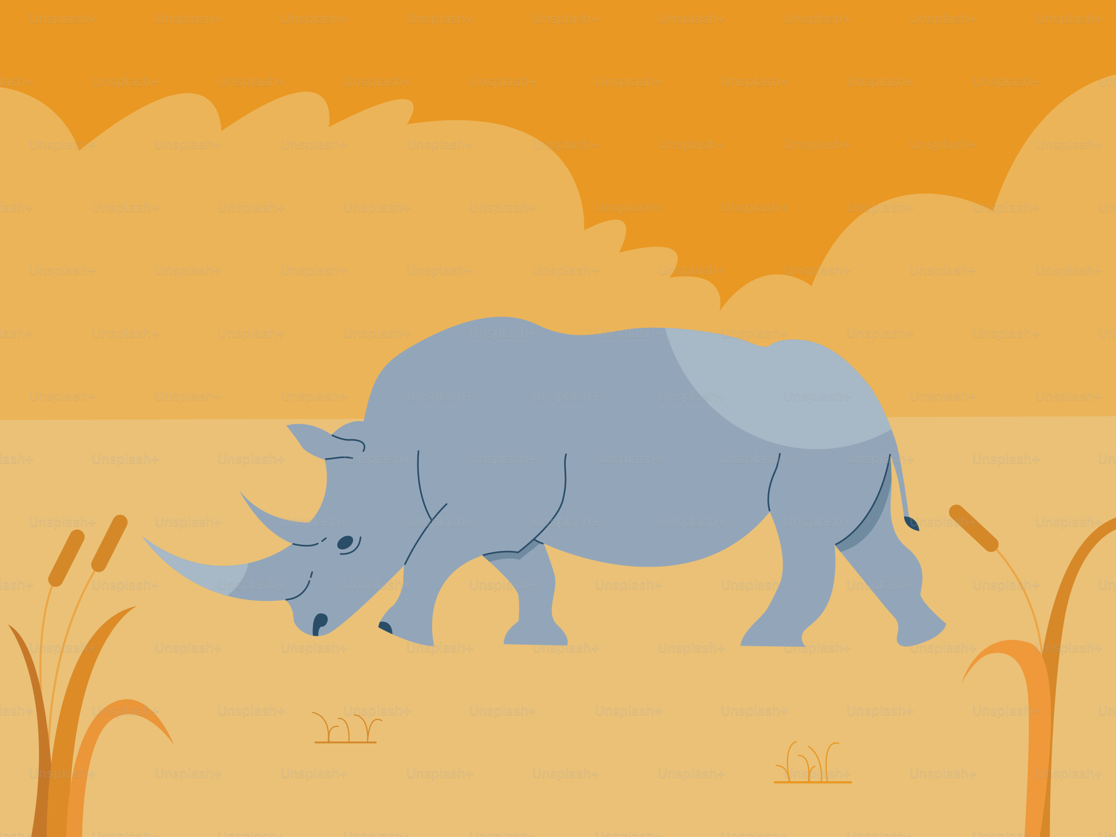 A rhinoceros walking across a dry grass field