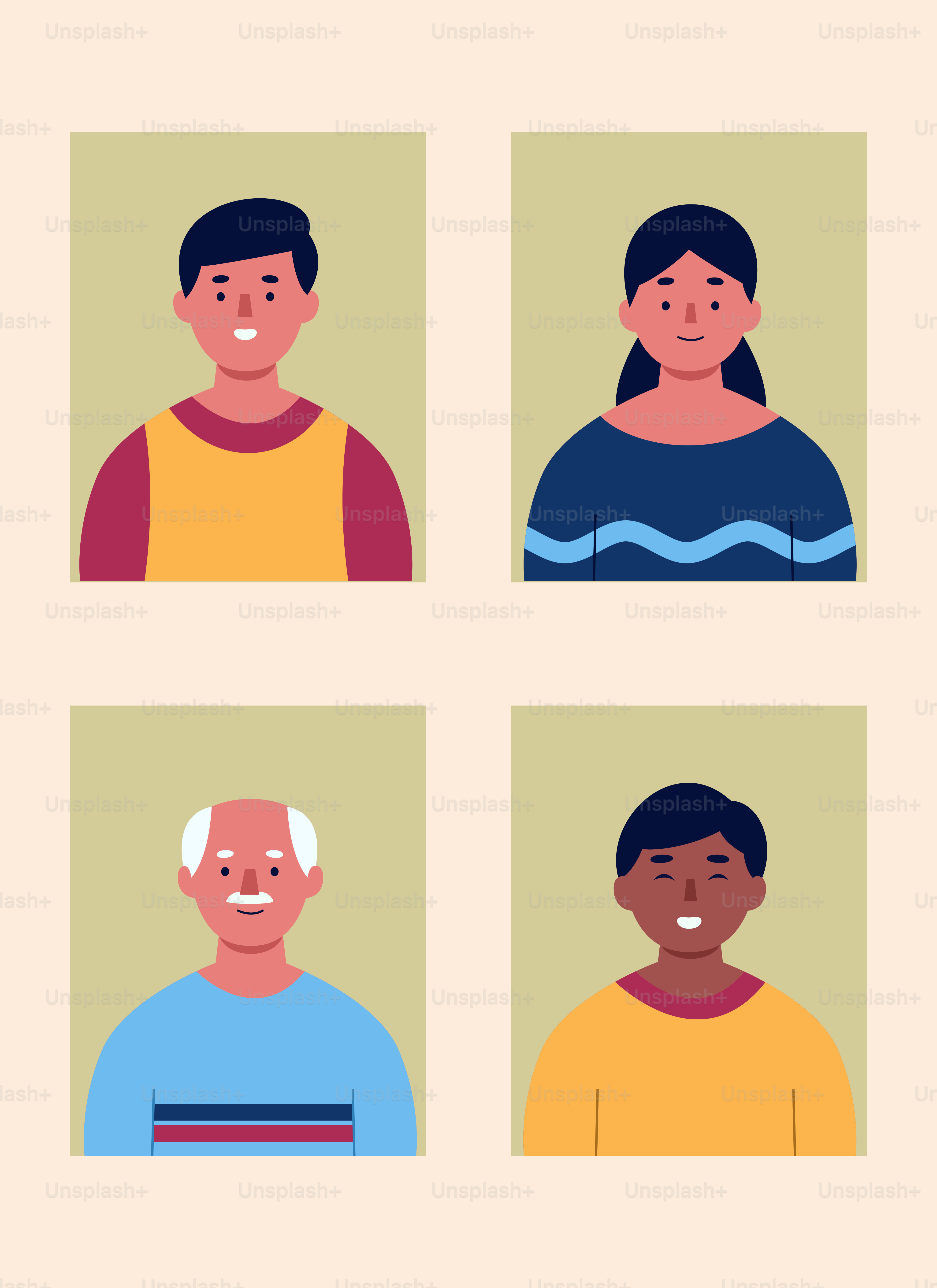 Eine Gruppe von Menschen mit unterschiedlichen Gesichtsausdrücken