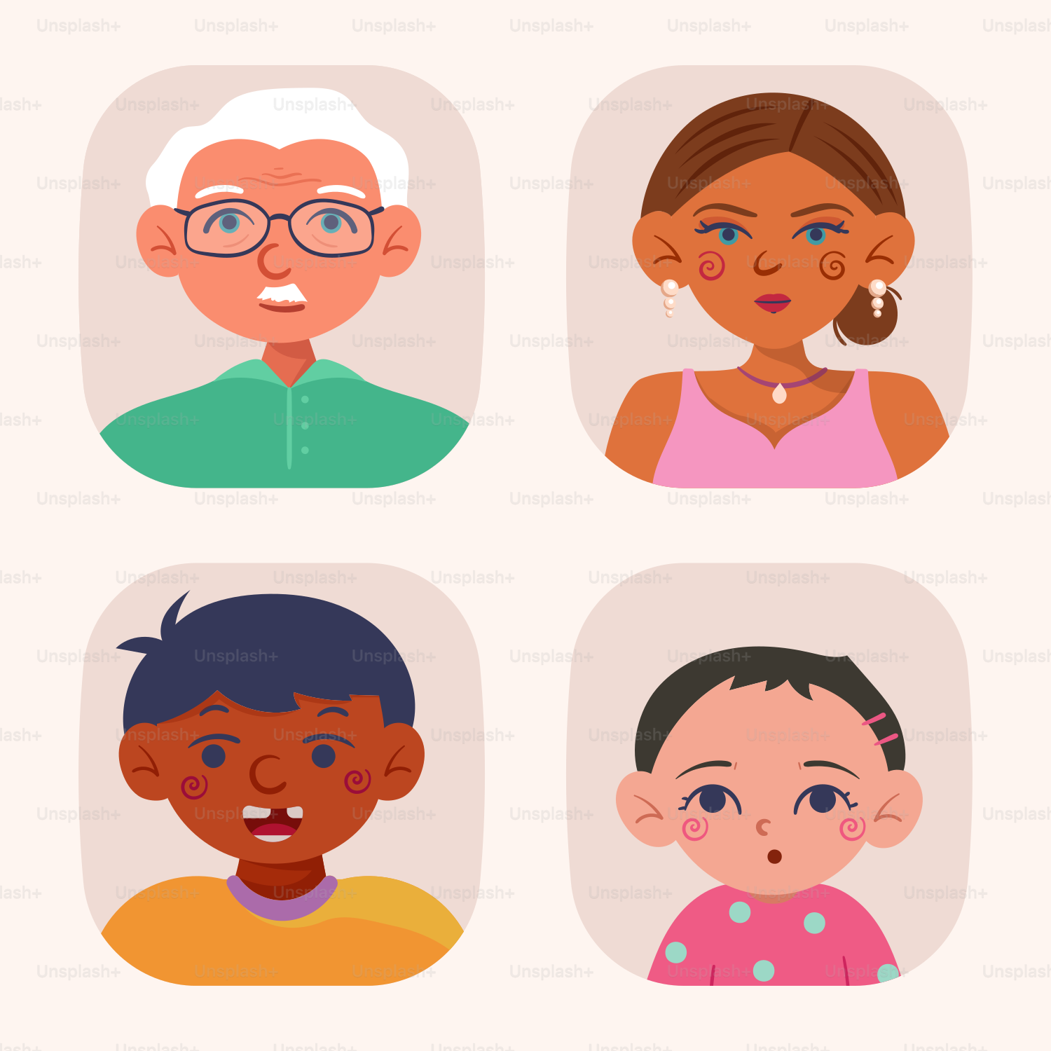 A group of people with different facial expressions