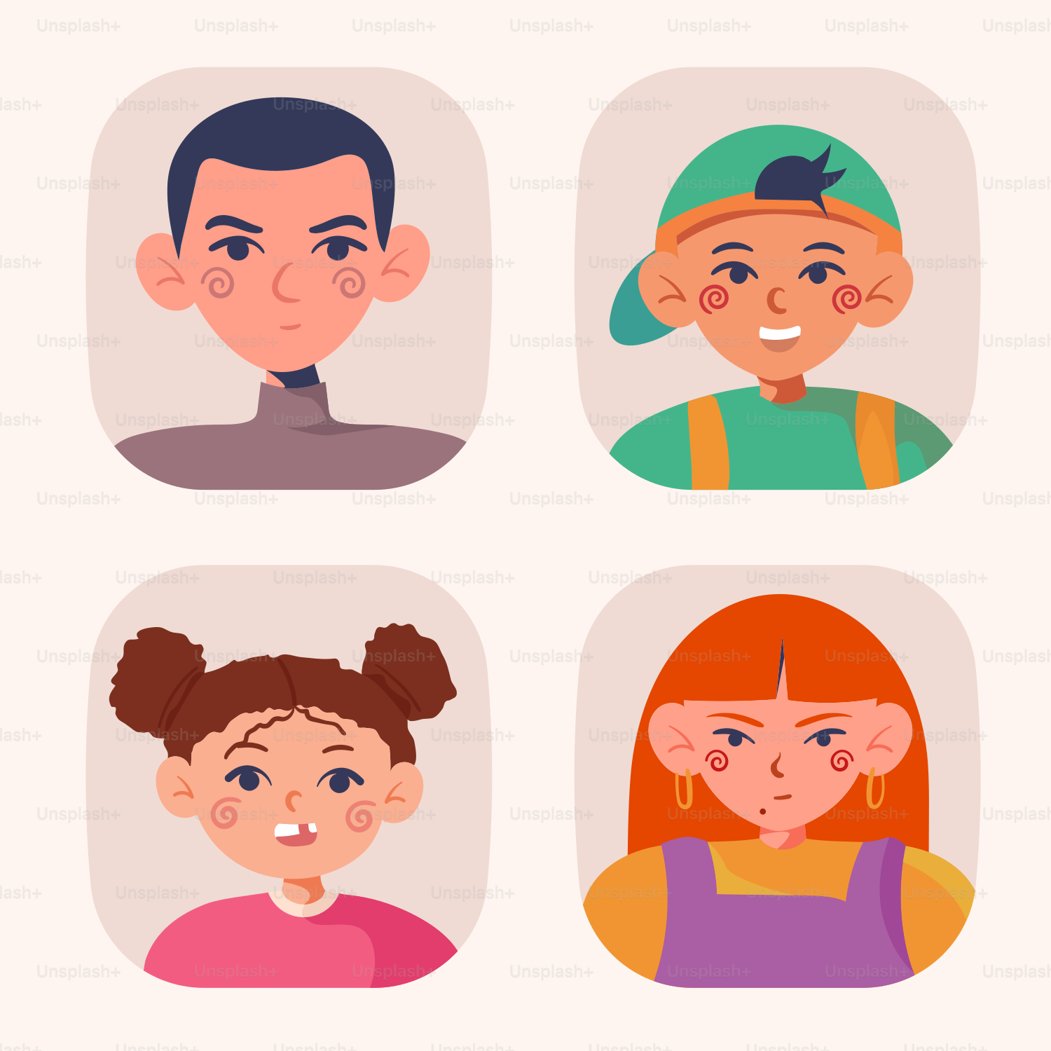 A group of people with different facial expressions