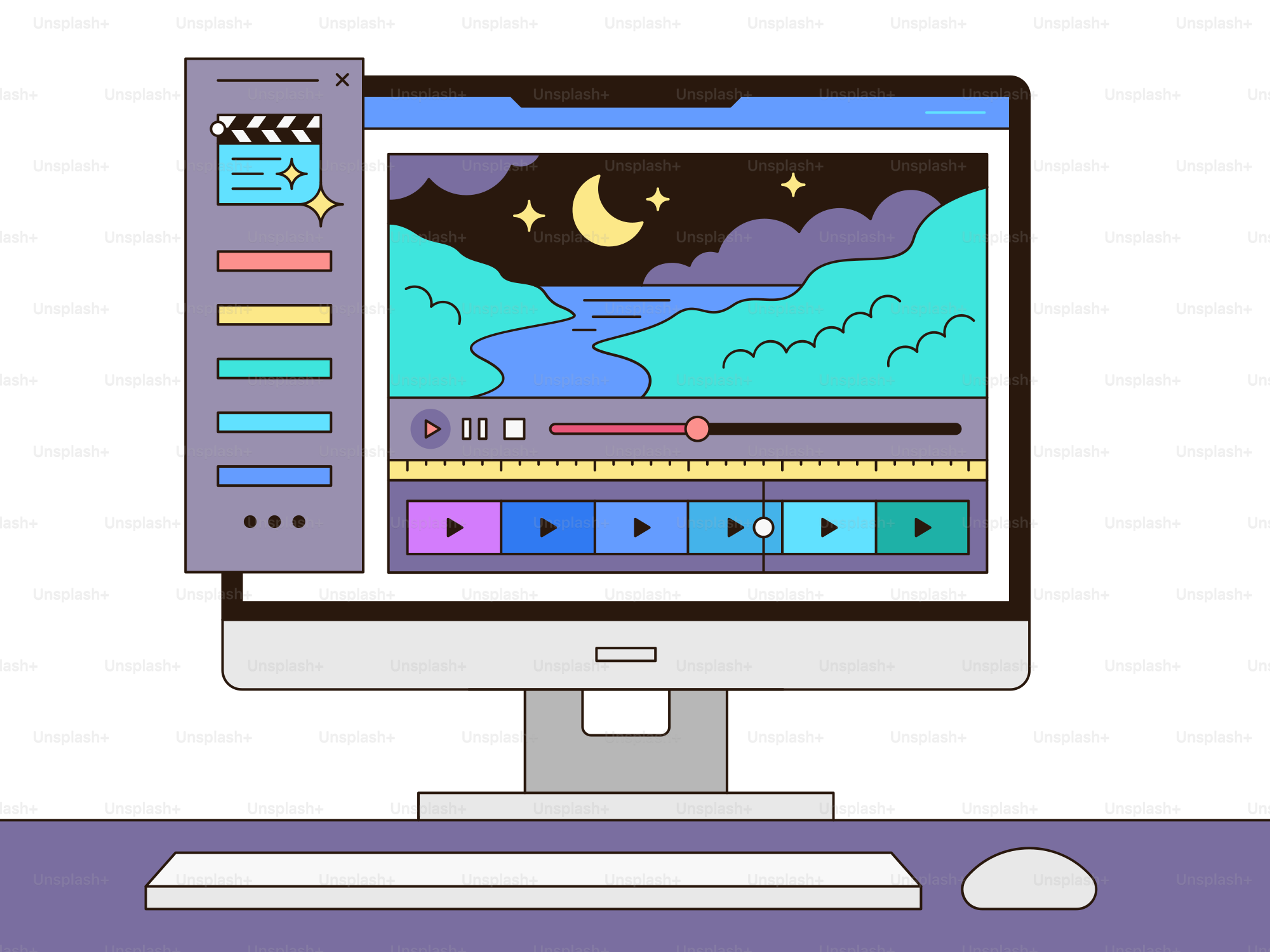 A computer screen with a picture of a night sky on it