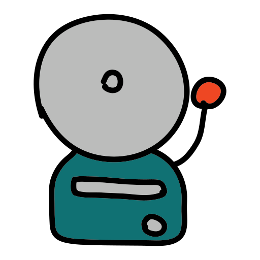 A drawing of a person holding a button