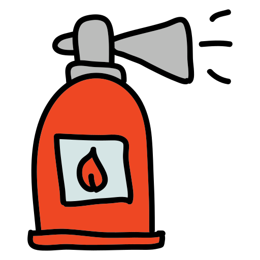 A red bottle with a light on top of it