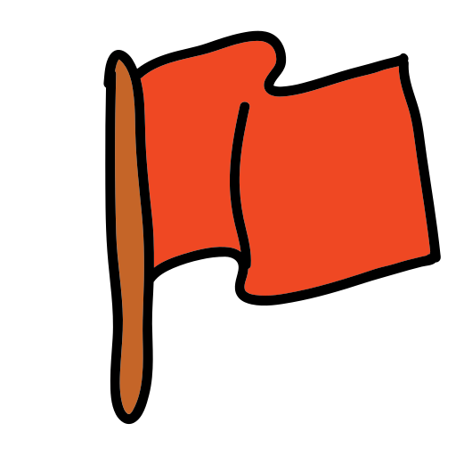 Eine rote Fahne weht im Wind auf weißem Hintergrund