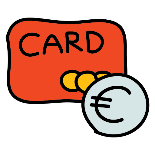 A picture of a red card with a euro coin
