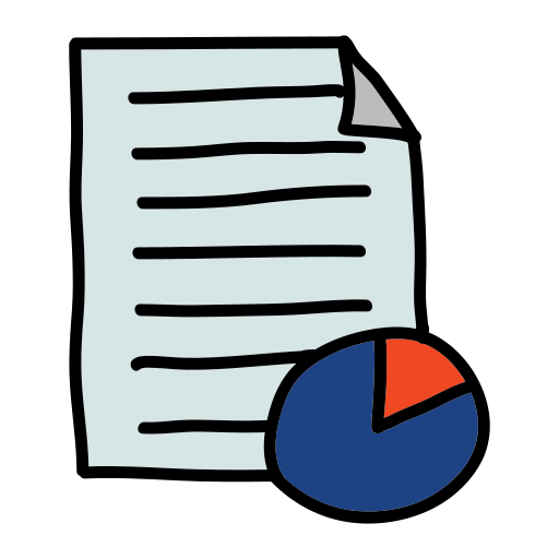 A piece of paper with a pie chart next to it