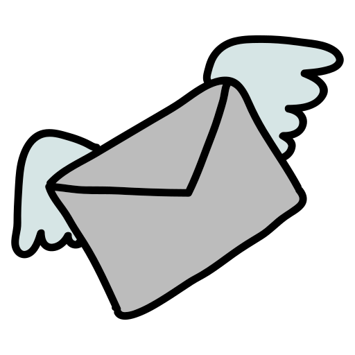 An envelope with an angel wing on it