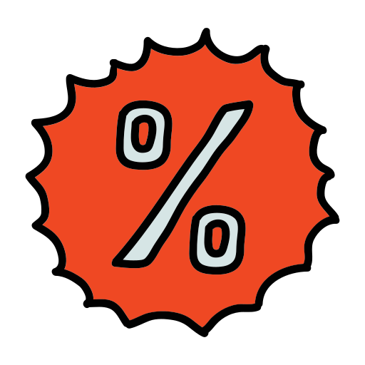 Un círculo naranja con un signo de porcentaje