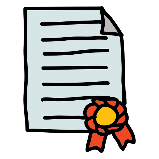 A piece of paper with a red ribbon around it