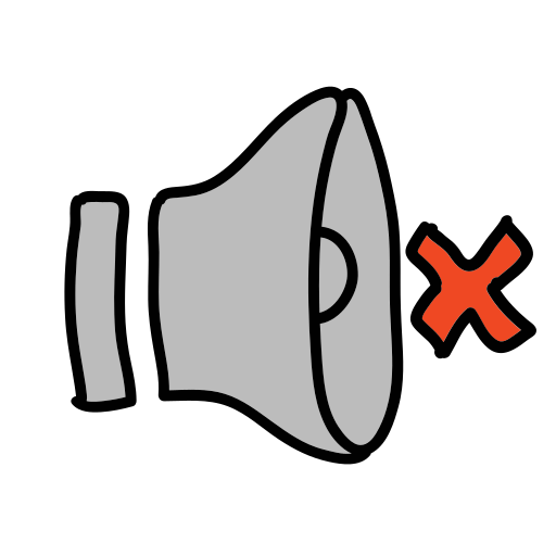 A gray and red bullhorn with a red x on it