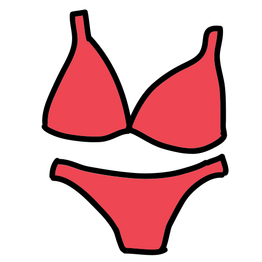 Un bikini rosso superiore e fondo di un bikini