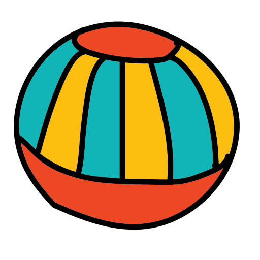 Ein Bild einer bunten Kugel auf weißem Hintergrund