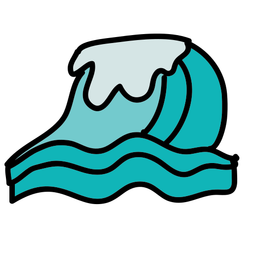 Un disegno di un'onda nell'oceano