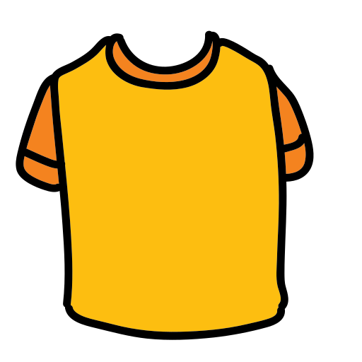 Una maglietta gialla con maniche arancioni