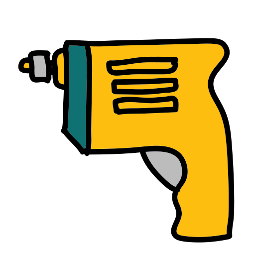 A drawing of a yellow paint gun