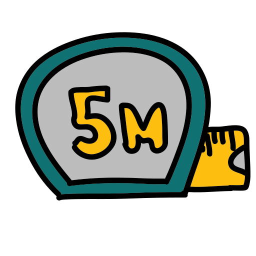 A measuring tape with the word 5m on it
