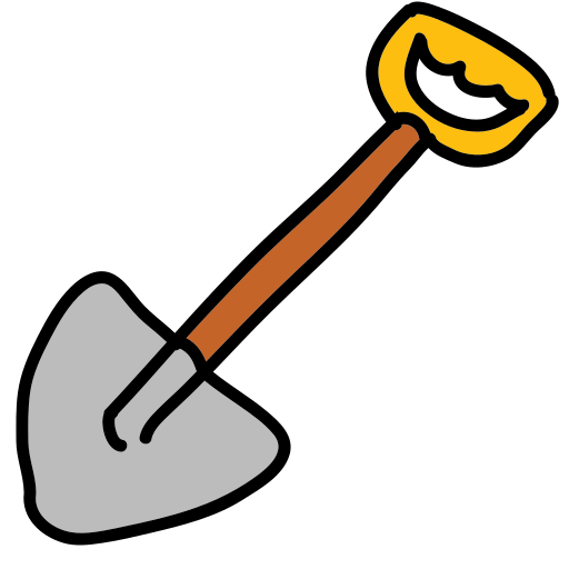 A shovel with a smiling face on it