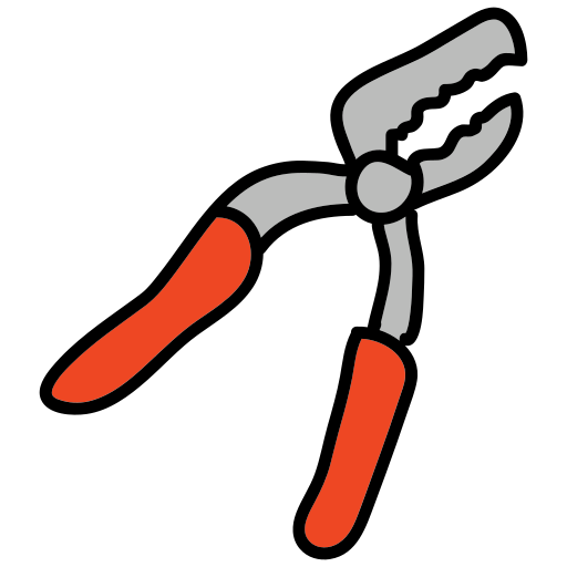 A pair of pliers with red handles on a white background