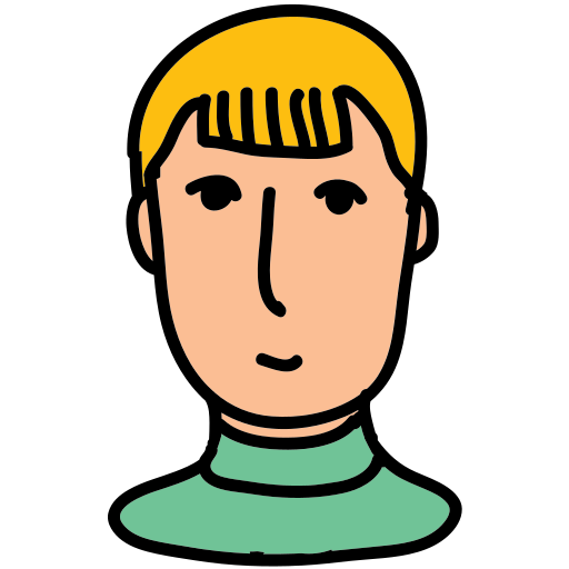Un dibujo de un hombre de pelo rubio
