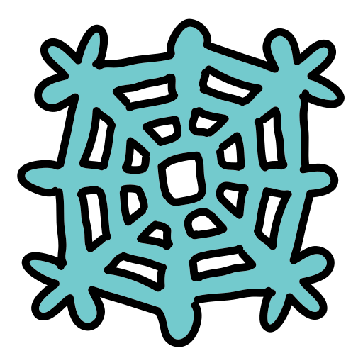 Eine Zeichnung einer Schneeflocke auf weißem Hintergrund