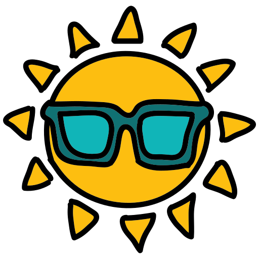 A sun with sunglasses on it's face