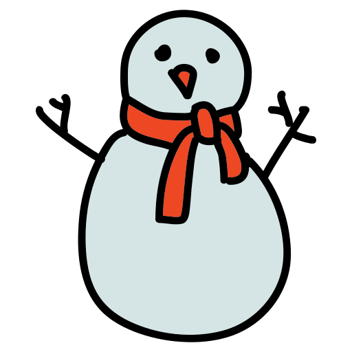A snowman with a red scarf around its neck