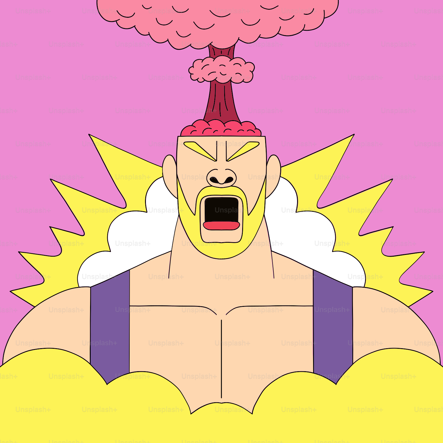 A cartoon of a man with a cloud of smoke coming out of his head