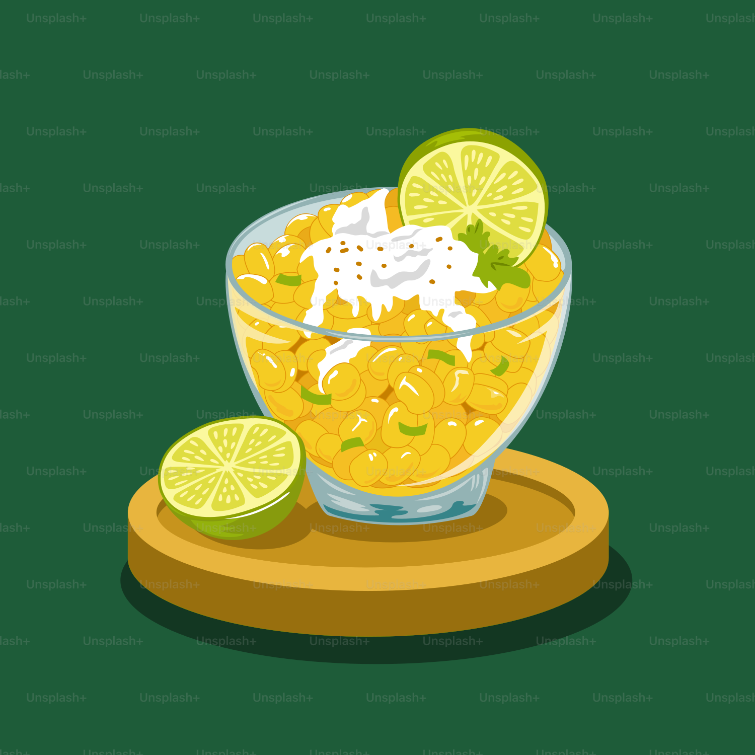 A bowl of food with limes on a cutting board