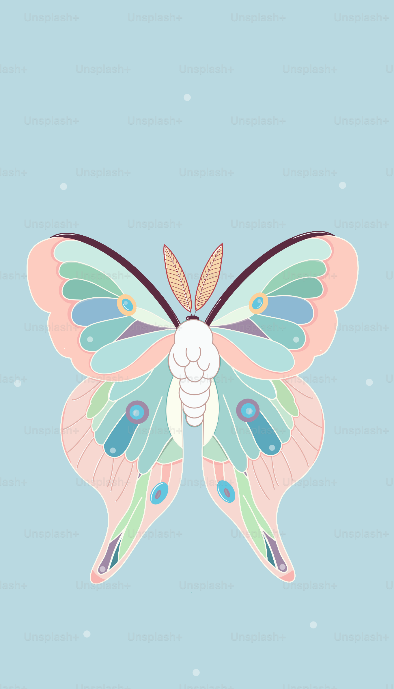 Una mariposa colorida sobre fondo azul