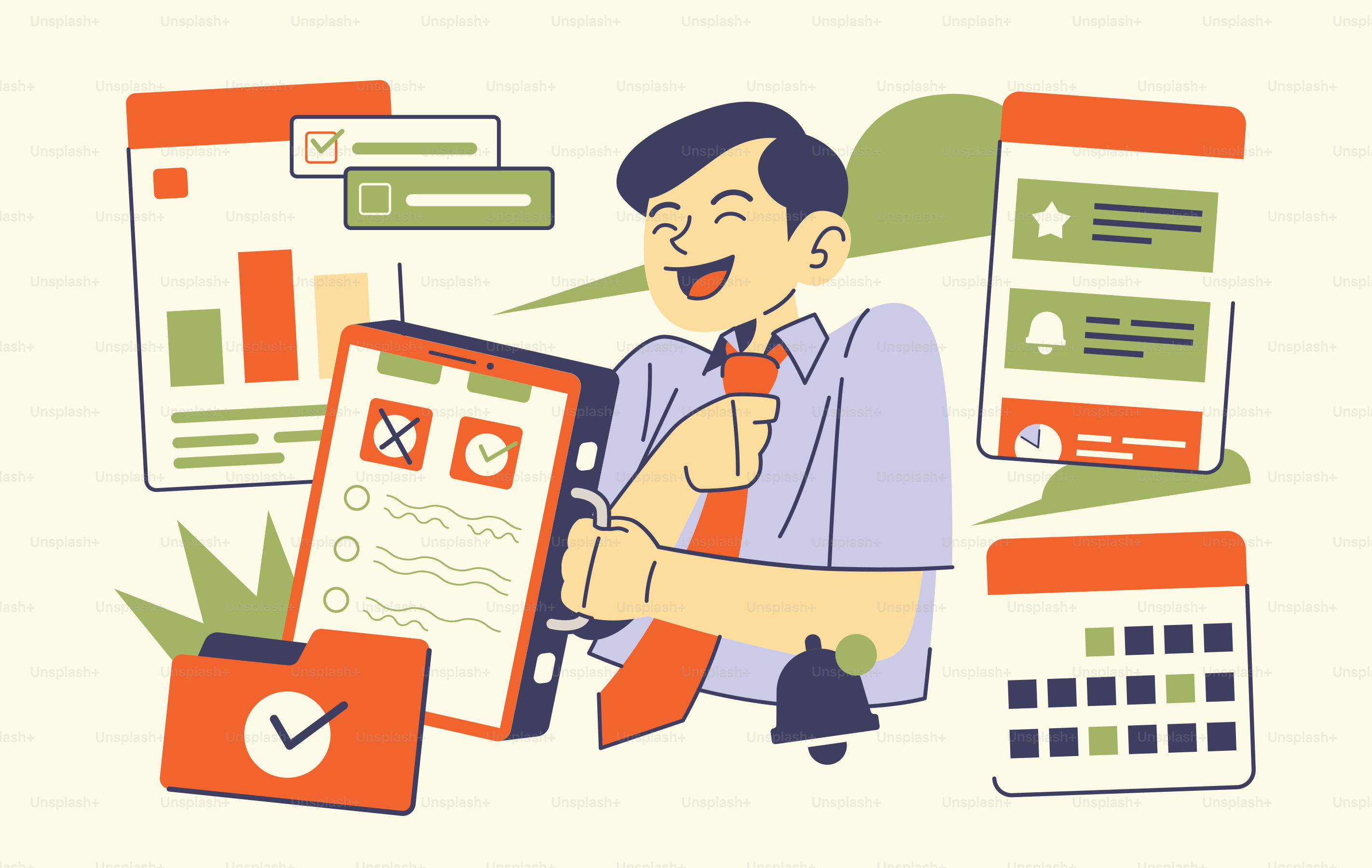 A man is holding a clipboard and pointing at it