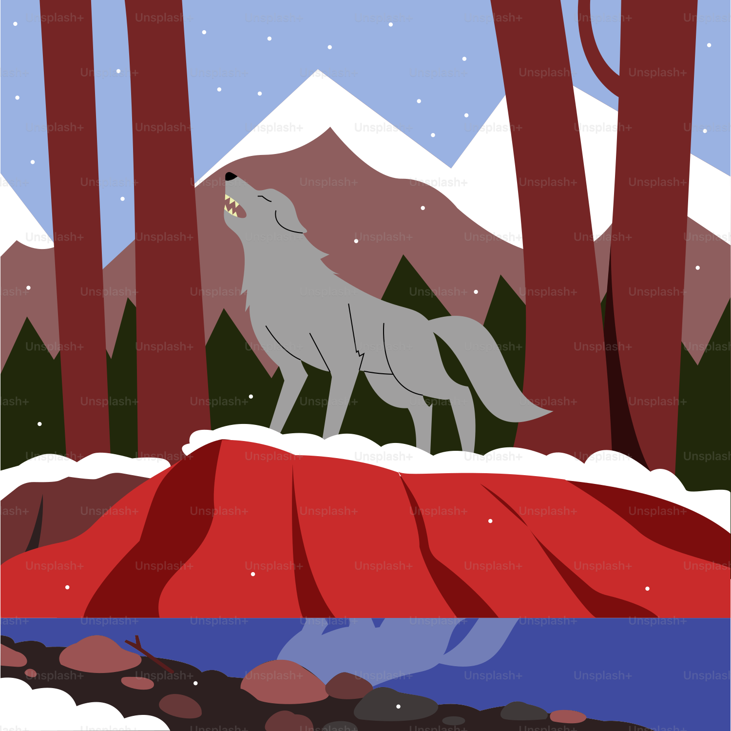 A picture of a wolf in the woods