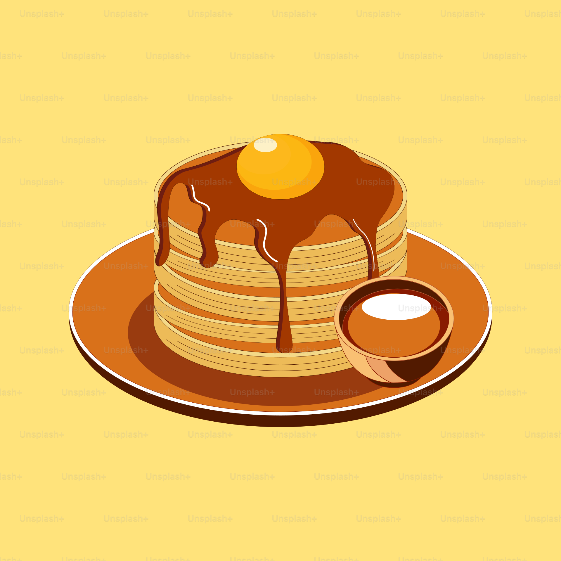 A stack of pancakes with syrup and a cup of coffee