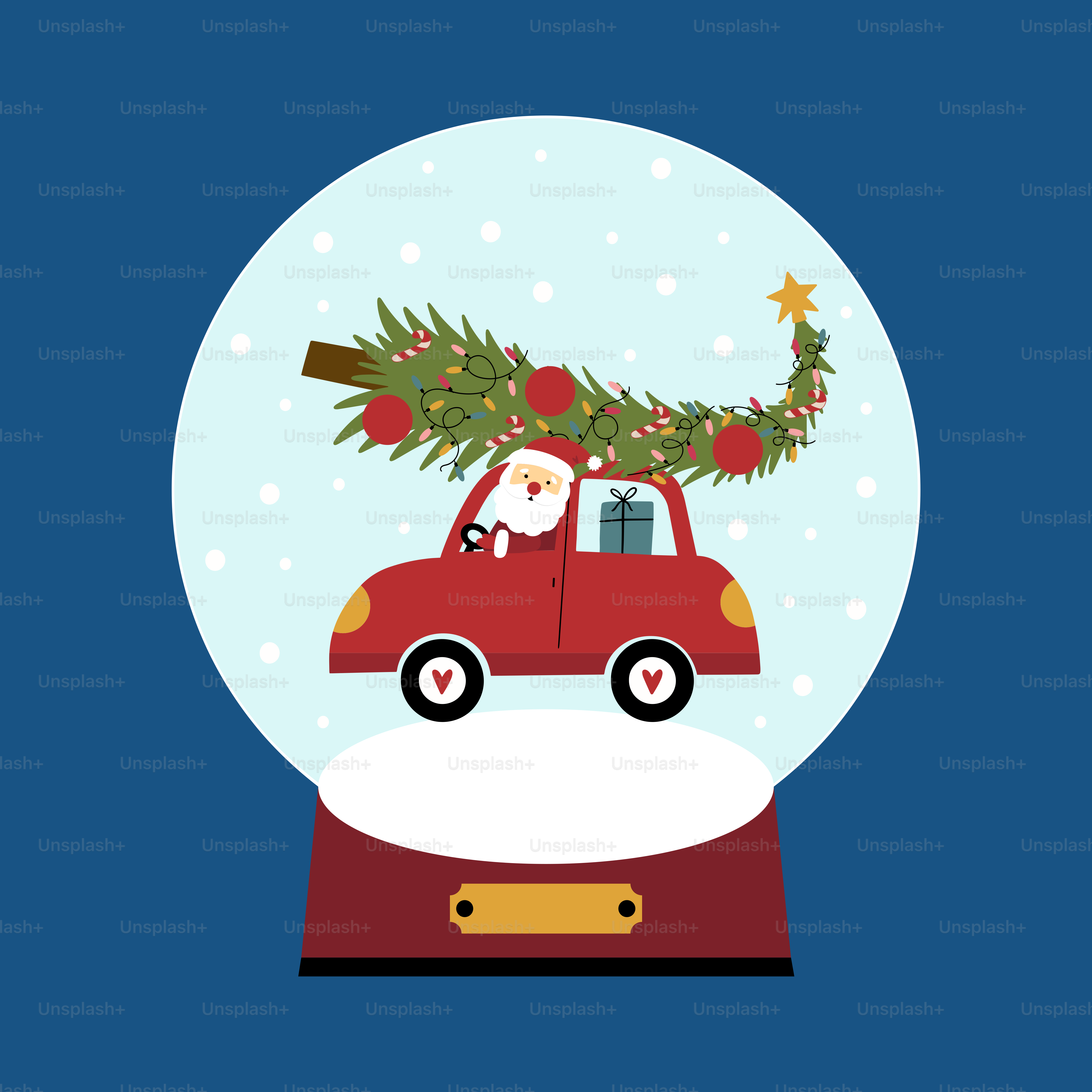 A snow globe with a christmas tree on top of it