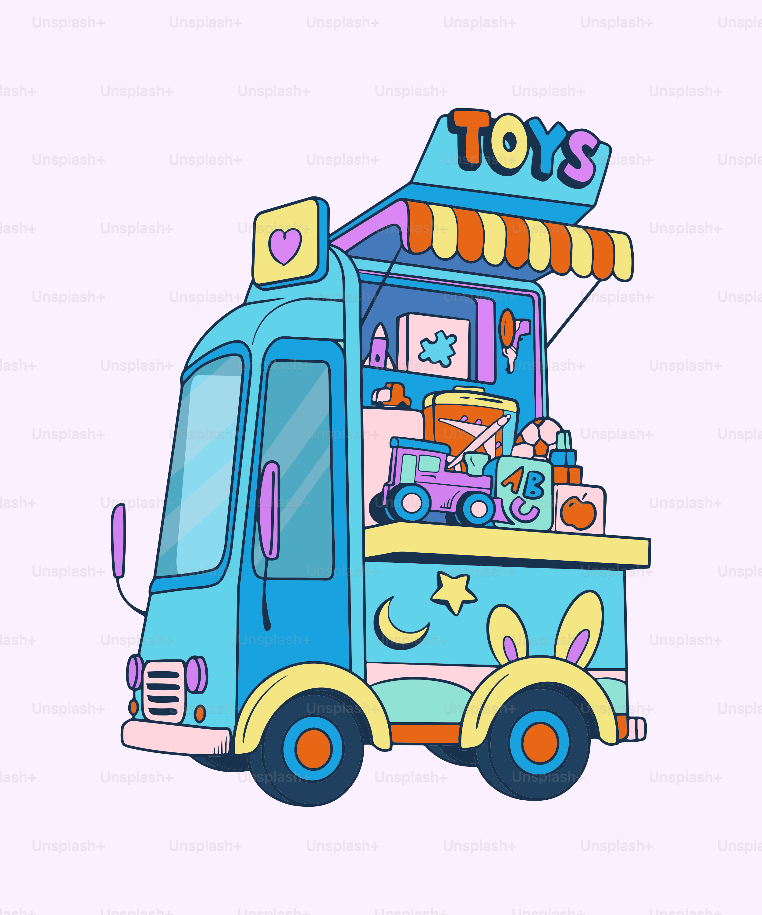 A toy truck with toys on top of it