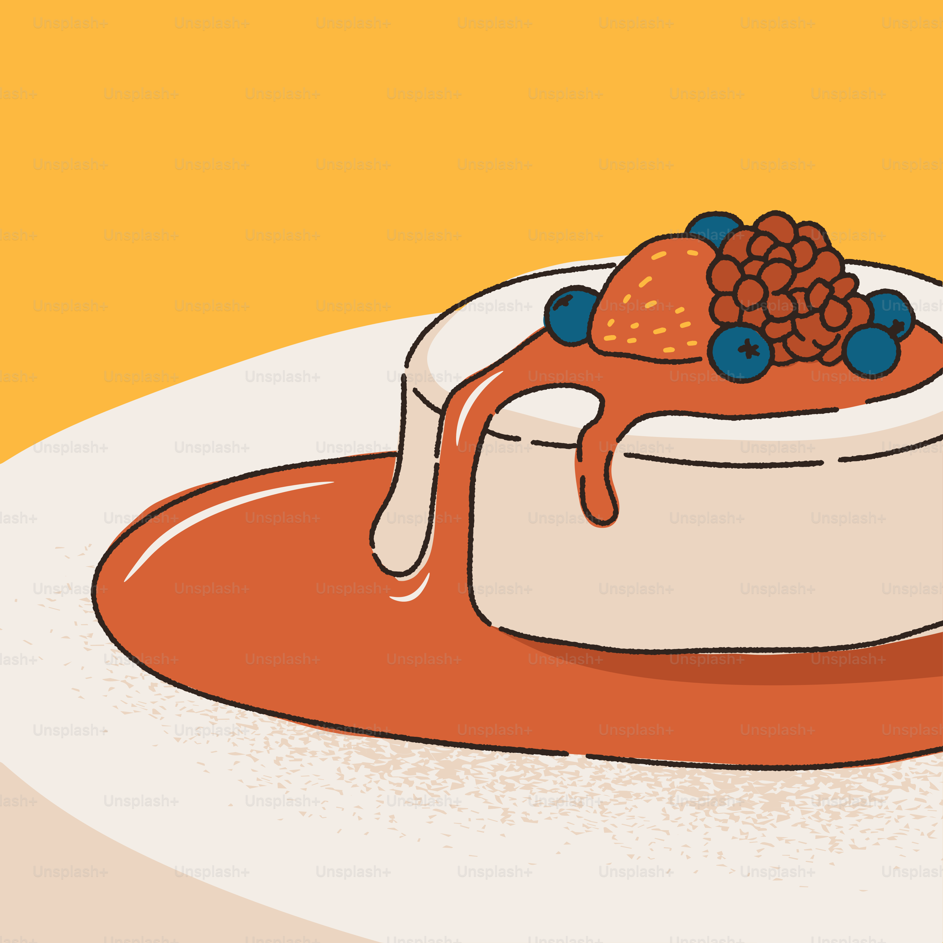 A piece of cake with fruit on top of it