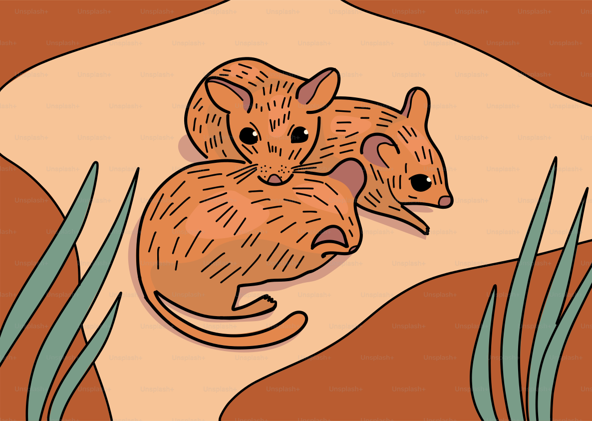 Un dessin d’une souris et d’une souris sur le dos d’une femme