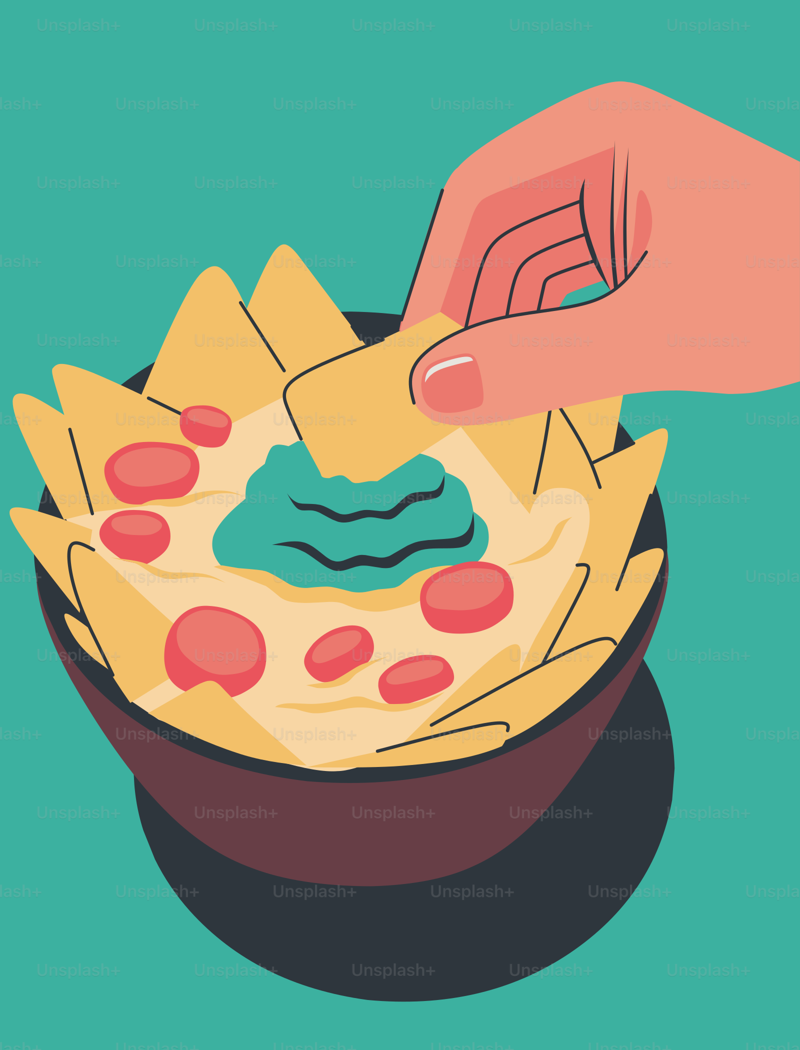 사람이 음식을 그릇에 담고 있다